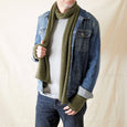 Merino wool scarf olive green AQ1