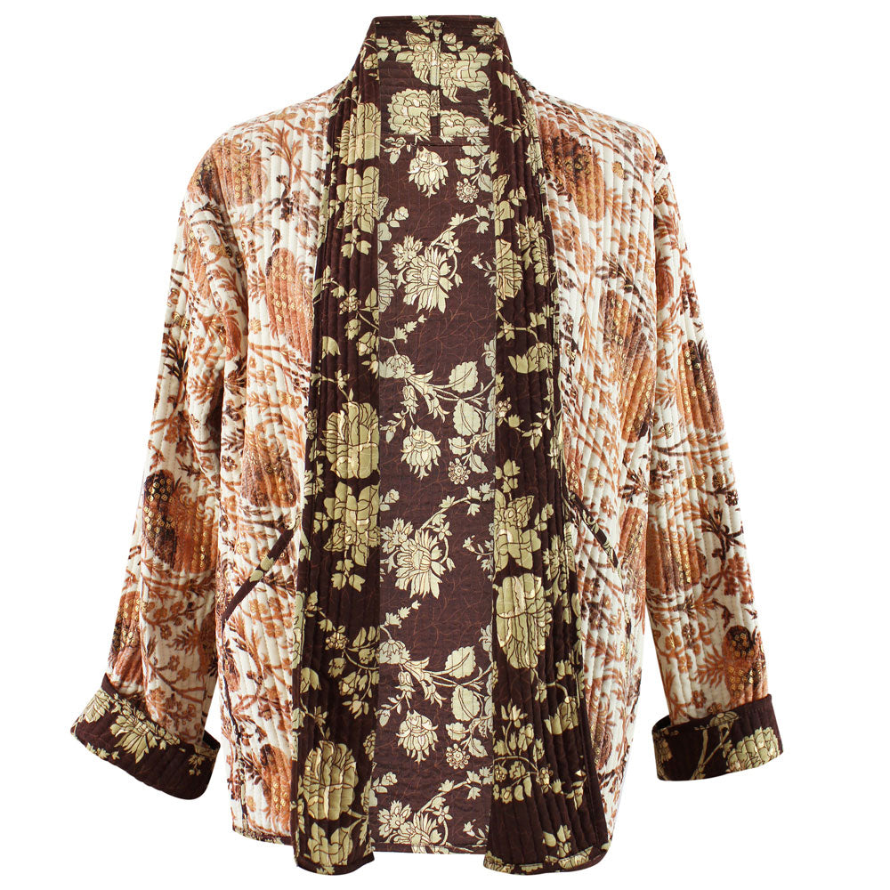 Cream, Terracotta & Gold Quilted Reversible Jacket