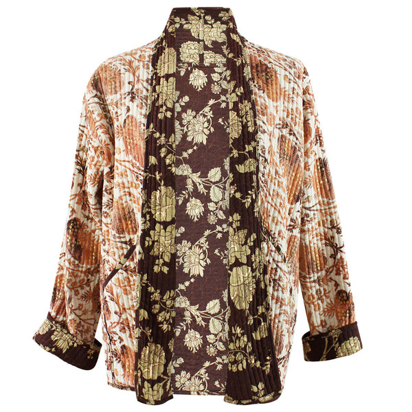 Cream, Terracotta & Gold Quilted Reversible Jacket