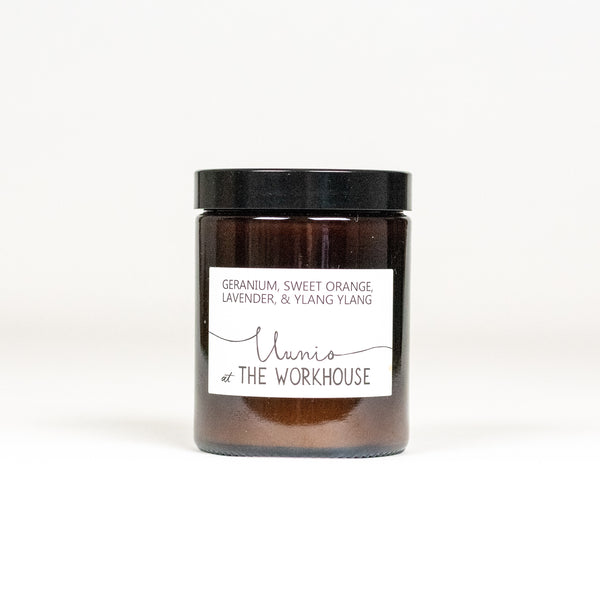 Geranium, Sweet Orange, Lavender & Ylang Ylang Llunio candle