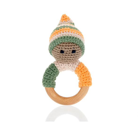Pixie Wooden Teether Ring with Rattle